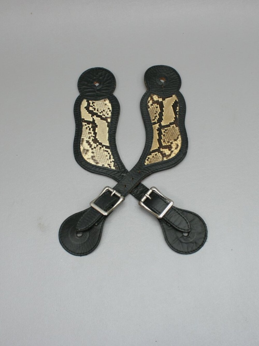 Vintage Nocona Leathers Snakeskin Cowboy Horse Spur Straps Boots Buckle Set N273